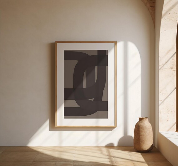 Modern Charcoal & Taupe Abstract Wall Art – Fine Art Poster