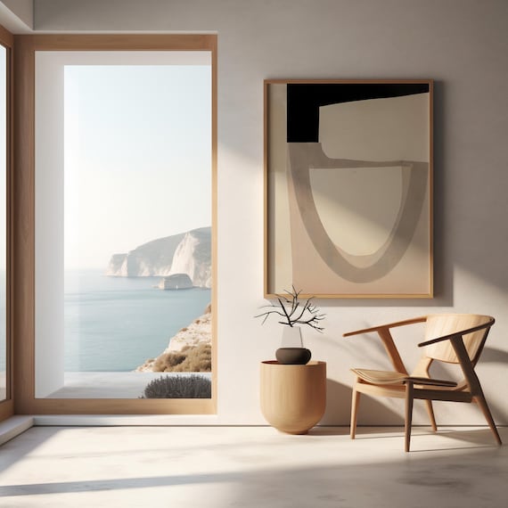 Minimalist Neutral Abstract Print | Modern Beige Wall Art | Large Digital Download