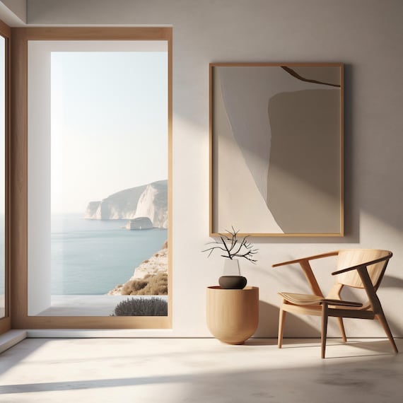 Fine Art Poster: Minimalist Neutral Abstract Wall Art | Beige Organic Shapes (Unframed)