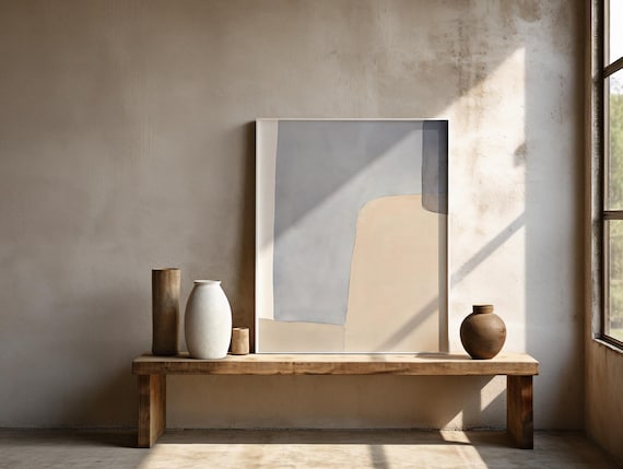 Abstract Neutral Framed Poster – Modern Minimal Wall Art