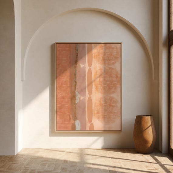 Peach Abstract Wall Art – Canvas or Framed Canvas