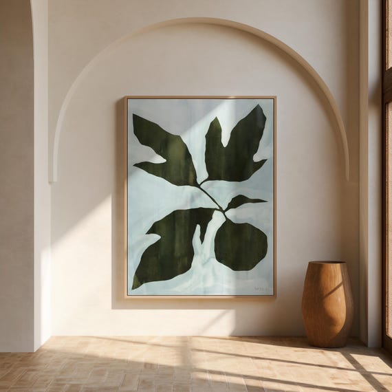 Botanical Leaf Silhouette Art Print – Minimalist Nature Poster