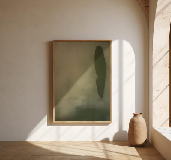 Muted Olive Abstract Wall Art | Organic Modern Minimal | Fine Art Poster
