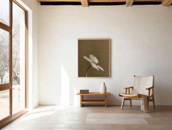 Digital Download: Soft White Floral Art Print · Minimalist Botanical Wall Art