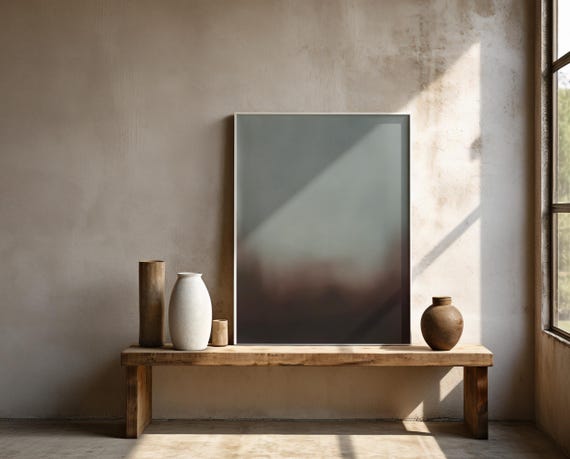 Blue Brown Abstract Fine Art | Minimalist Wall Decor (Poster or Framed)