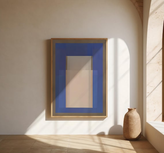 Blue & Beige Minimal Abstract Wall Art | Fine Art Poster
