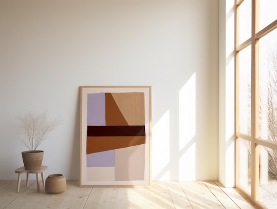 Mid Century Modern Abstract Digital Print | Geometric Color Block Wall Art | Minimalist Contemporary Poster