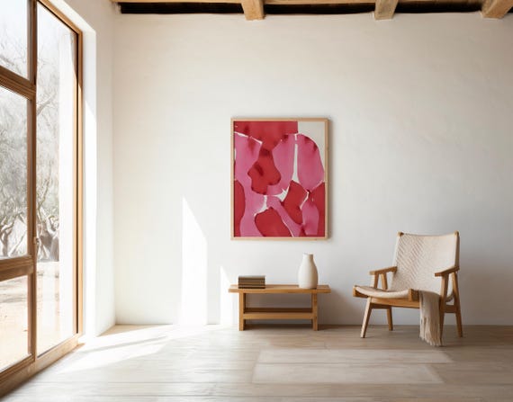 Bold Red & Pink Abstract Wall Art – Digital Download