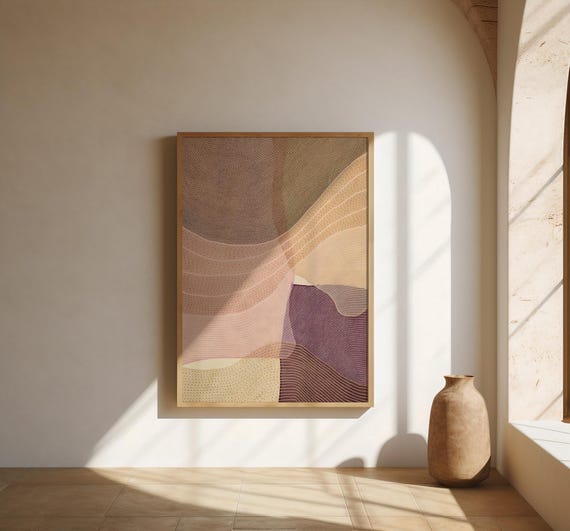 Warm Abstract Wave Print | Neutral Boho Geometric Wall Art (Fine Art Poster)