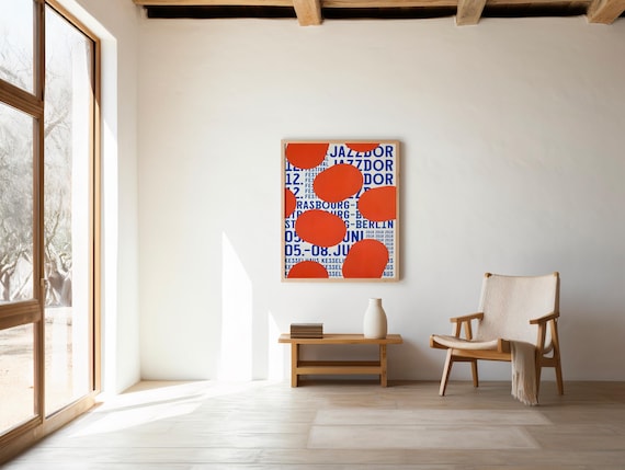 Jazz Festival Poster: Abstract Swiss Design, Orange & Blue Graphic (Digital Download)