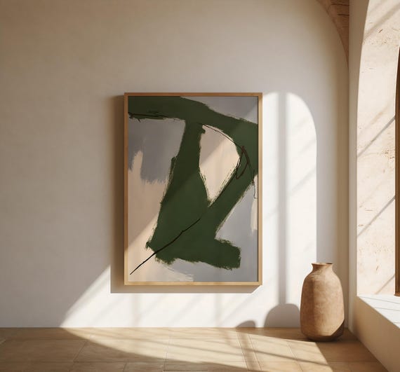 Forest Green Wall Art | Bold Line Abstract – Fine Art Poster Print