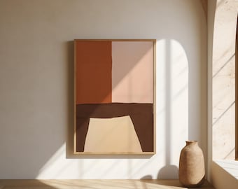 Rust Blush and Brown Wall Art | Bold Color Block – Fine Art Poster Print