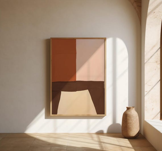 Rust Blush and Brown Wall Art | Bold Color Block – Fine Art Poster Print
