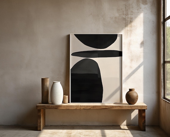 Black and White Abstract Wall Art | Bold Organic Shapes – Fine Art & Framed Poster