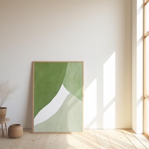 Digital Download | Abstract Green Wall Art Print, Modern Minimalist Shapes