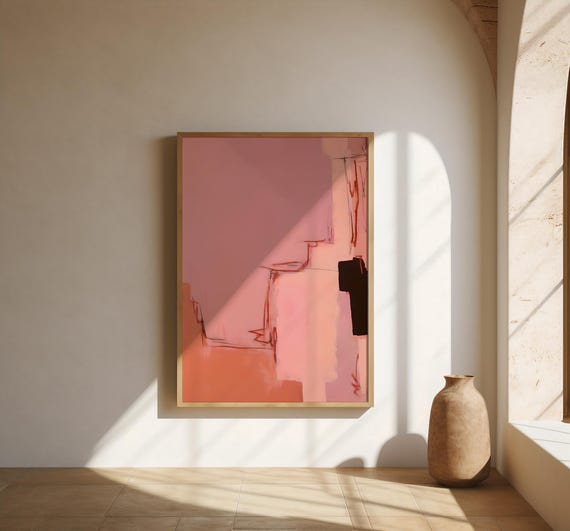 Blush Peach Terracotta Abstract Print | Warm Modern Wall Art | Fine Art Poster