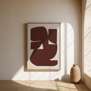Art mural minimaliste abstrait marron chocolat - Poster d'art