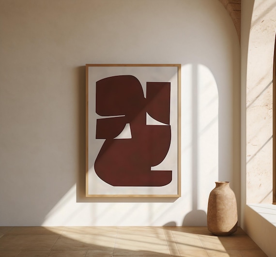 Chocolate Brown Abstract Minimal Wall Art – Fine Art Poster