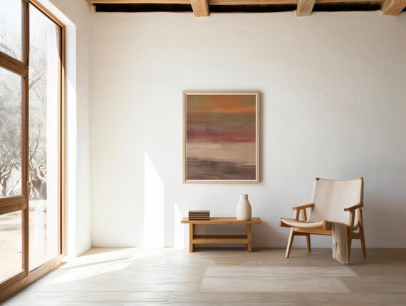Warm Abstract Sunset Wall Art, Soft Earthy Landscape Art (Digital Download)