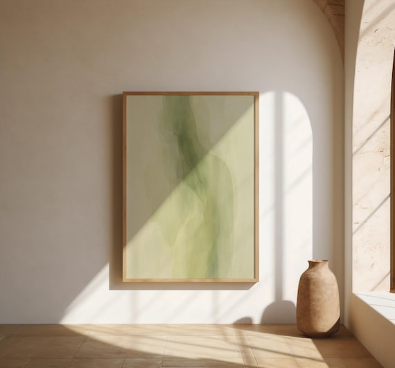 Soft Olive Abstract Wall Art | Organic Green Forms – Fine Art Poster Print