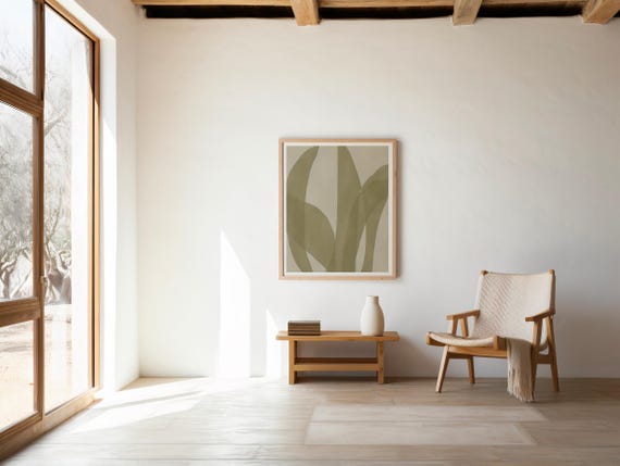 Digital Download: Modern Olive Organic Abstract · Soft Neutral Minimal Wall Art