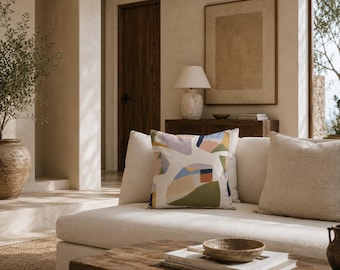 Cuscino da esterno con collage colorato / Forme geometriche astratte – Cuscino da patio resistente ai raggi UV