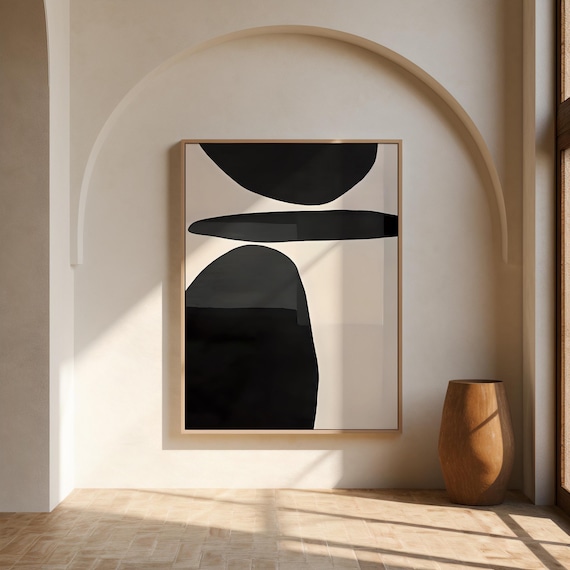 Black Contemporary Abstract Wall Art  – Canvas or Framed Canvas