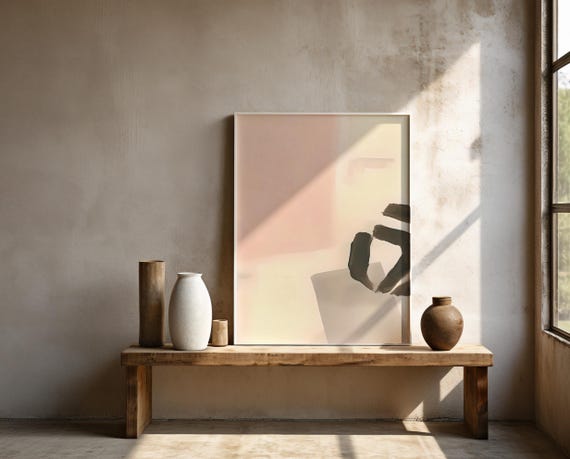 Neutral Abstract Brushstroke Wall Art – Framed Poster