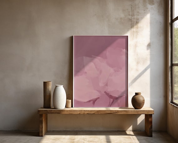 Soft Blush Abstract Wall Art – Framed Poster