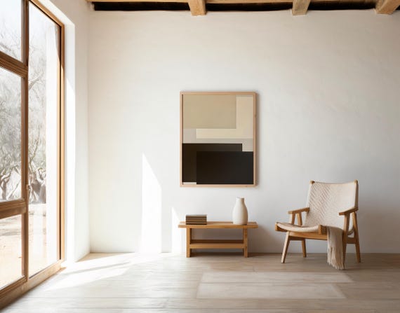 Neutral Beige & Brown Minimal Abstract Wall Art – Digital Download