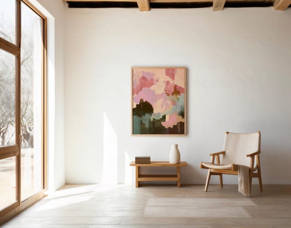 Soft Neutral Abstract Beige Blush Modern Wall Art – Digital Download