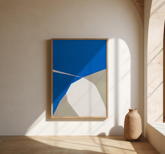 Blue & Neutral Abstract Wall Art | Fine Art Poster