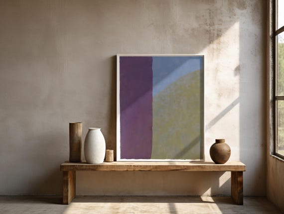 Modern Minimalist Wall Art | Soft Abstract Purple Blue Fine Art Poster (Frame not included)
