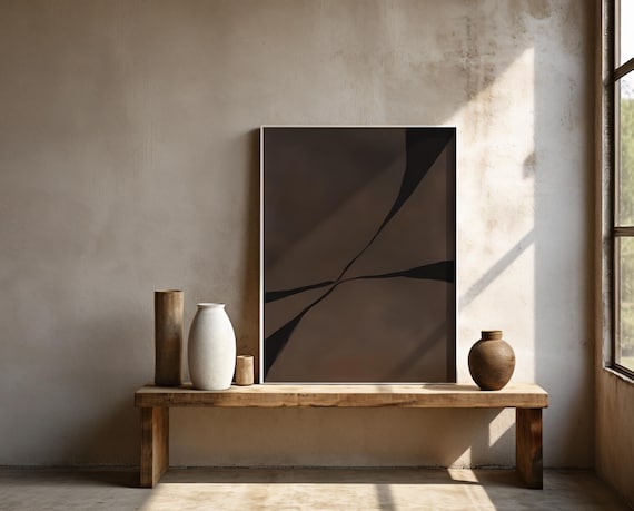 Dark Brown Architectural Abstract Wall Art – Framed Poster