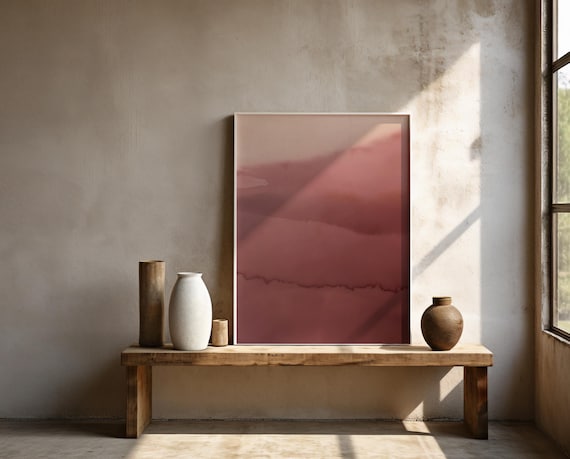 Muted Blush Abstract Landscape Wall Art – Framed Poster