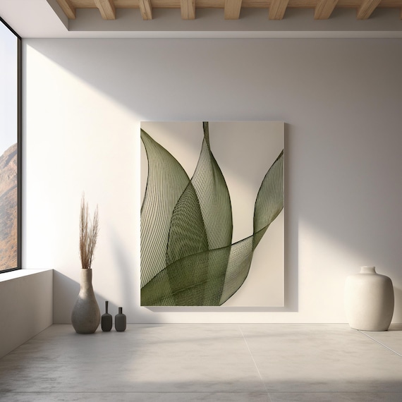 Green Abstract Botanical Art · Organic Modern Wall Art · Canvas (No Frame)