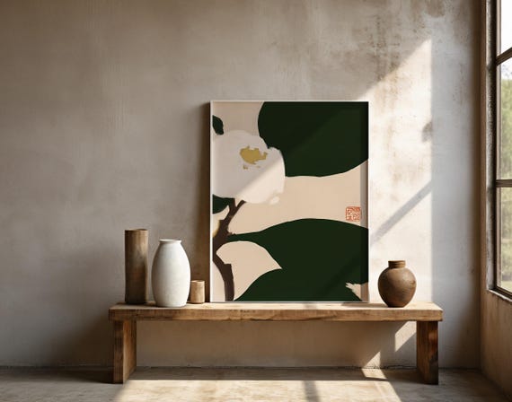 Abstract Green Botanical Wall Art | Organic Modern Floral | Fine Art Poster (Unframed)