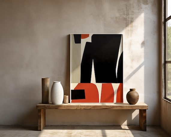 Black & Burnt Orange Abstract Wall Art | Framed Poster