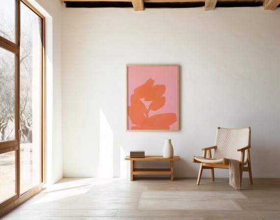 Coral Blush Minimal Abstract Print | Modern Warm Wall Art | Digital Download