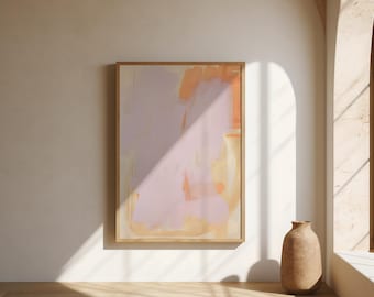 Lavender Peach Brushstroke Print | Soft Lilac Abstract – Fine Art Poster