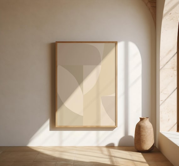 Sand and Cream Geometric Wall Art | Tonal Arch Shapes – Fine Art Poster Print