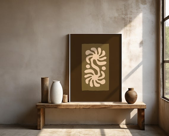 Organic Brown Abstract Wall Art | Framed Poster