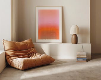 Sunset Glow Abstract Print: Soft Pink & Orange Gradient (Digital Download)