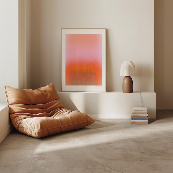 Sunset Glow Abstract Print: Soft Pink & Orange Gradient (Digital Download)