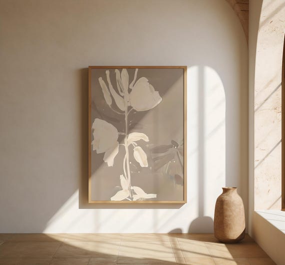 Neutral Botanical Abstract Floral Wall Art – Fine Art Poster