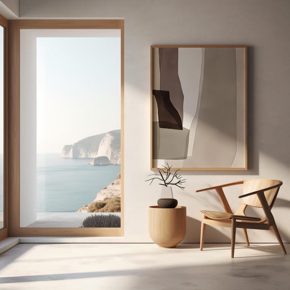 Neutral Minimalist Abstract Art | Organic Modern Beige Wall Decor | Fine Art Poster (Unframed)