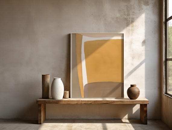 Framed Poster: Modern Neutral Abstract Art · Minimal Organic Wall Decor