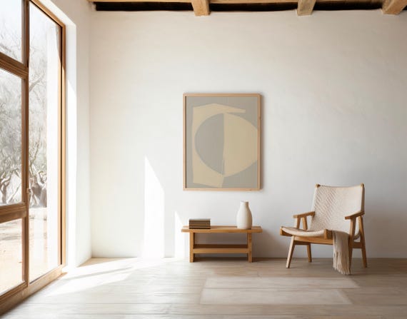 Neutral Geometric Abstract Wall Art | Minimal Modern Shape | Digital Download