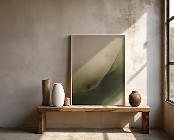 Moody Sage Green Abstract Wall Art | Framed Poster