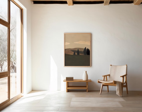 Tuscan Landscape Print | Moody Cypress Tree Wall Art (Digital Download)